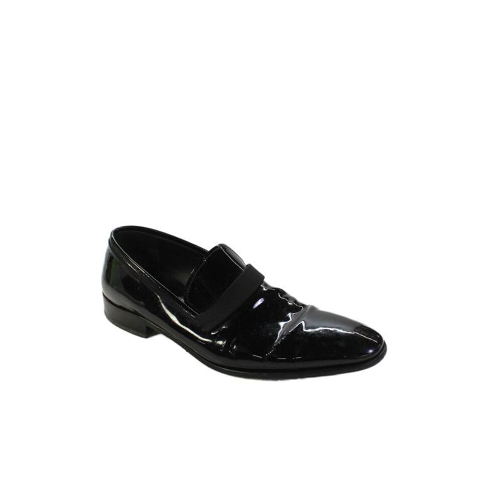 Salvatore Ferragamo Mens Slip On Round Toe Patent Leather Oxfords Black 11.5D